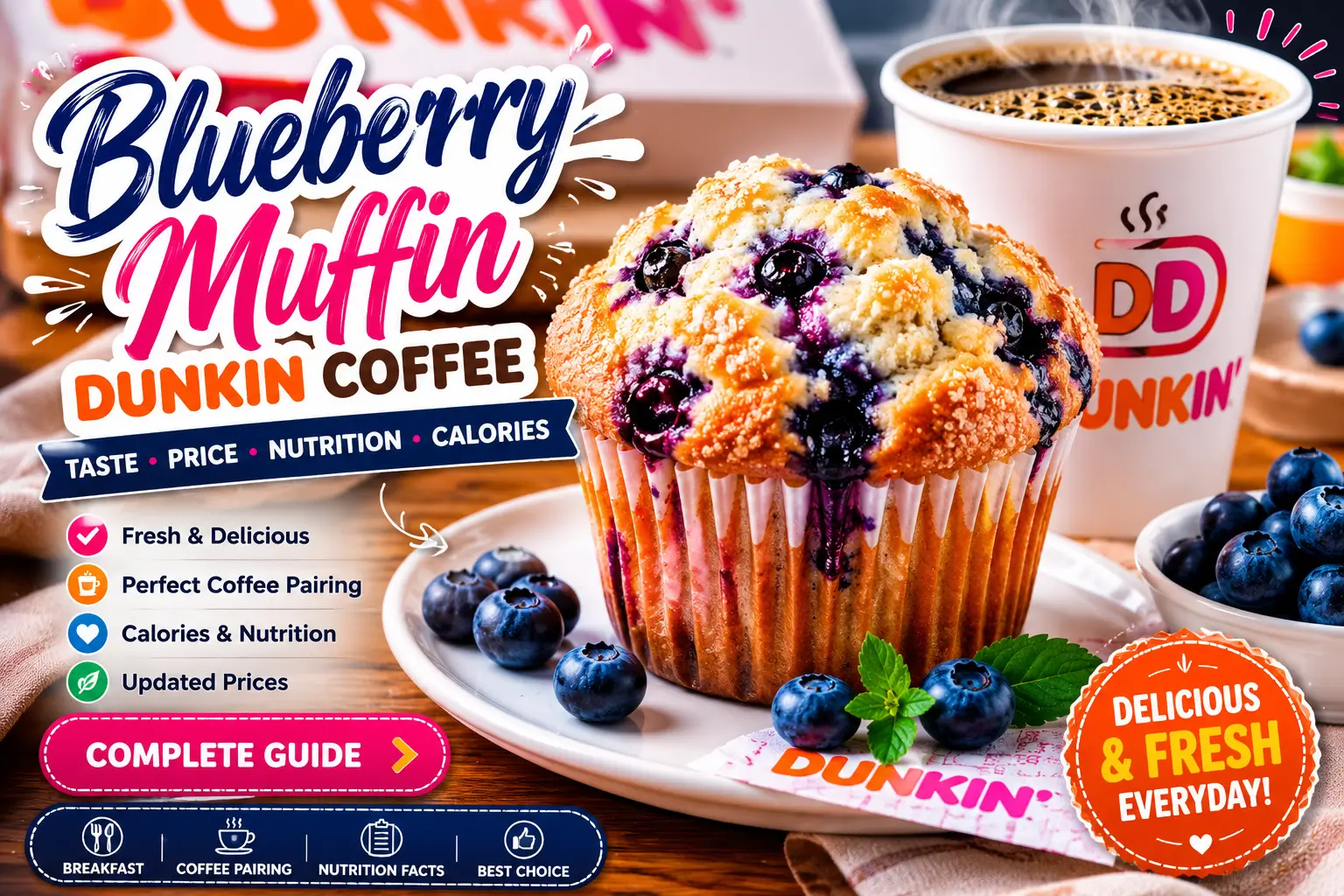 Blueberry Muffin Dunkin Coffee Menu, Price & Nutrition Guide