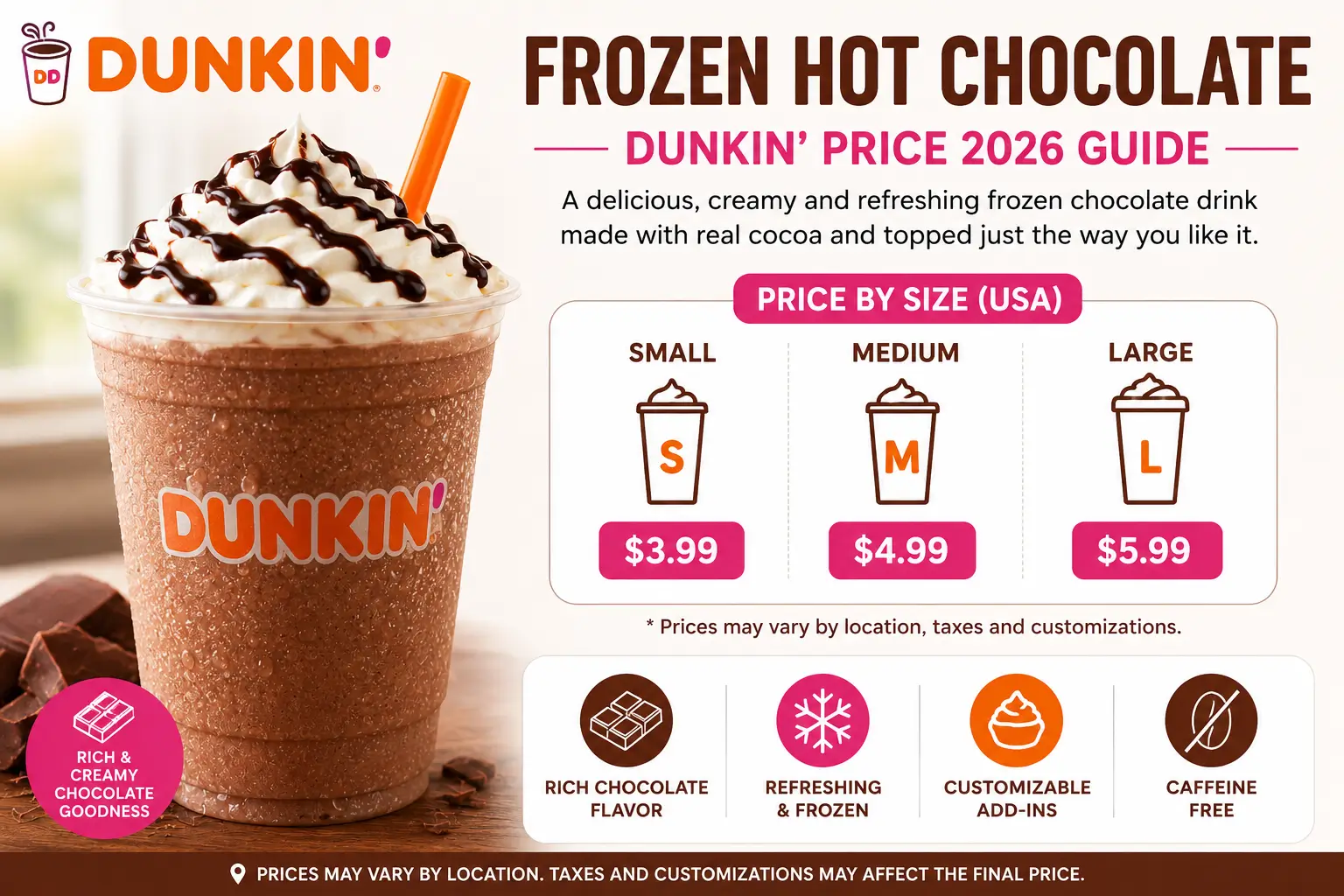 Frozen Hot Chocolate Dunkin Price Sizes, Calories & Guide